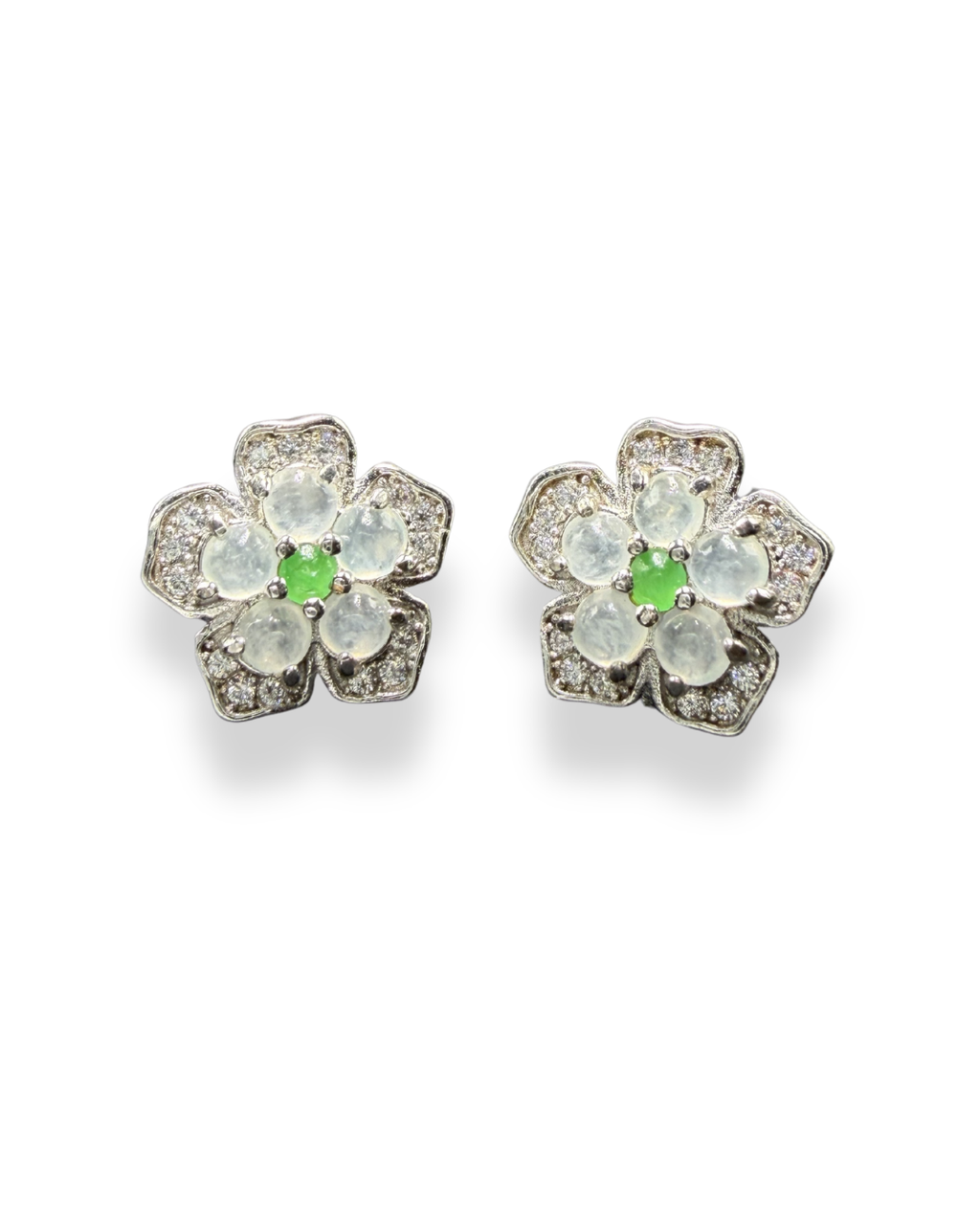 Jade Flower Earrings